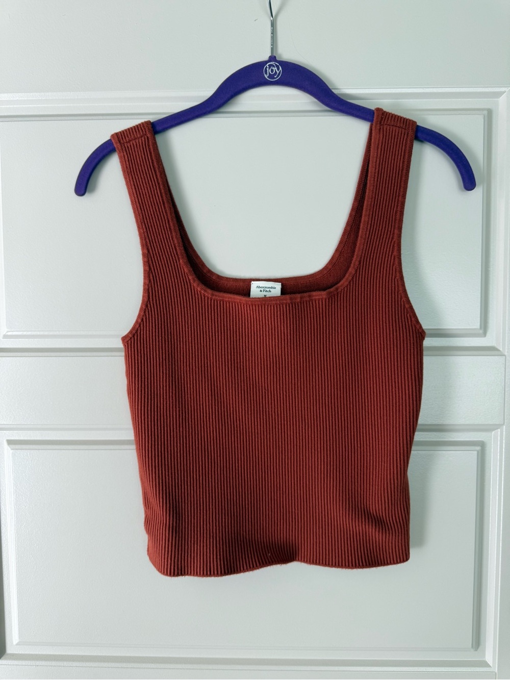 Abercrombie & Fitch Ribbed Square-Neck Tank - Burnt Orange
